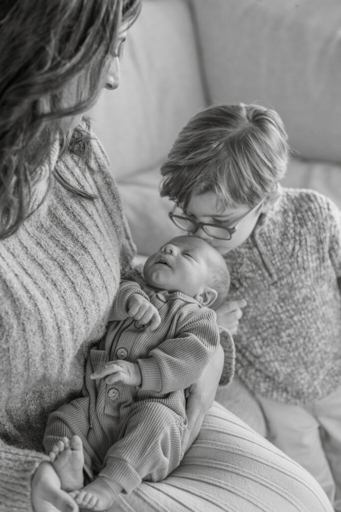 Bay Area in-home newborn photography session documenting a growing family in their home
