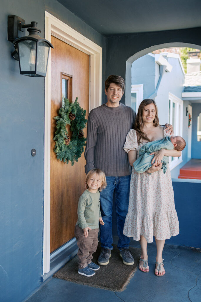 East Bay family poses for in home newborn photography session
