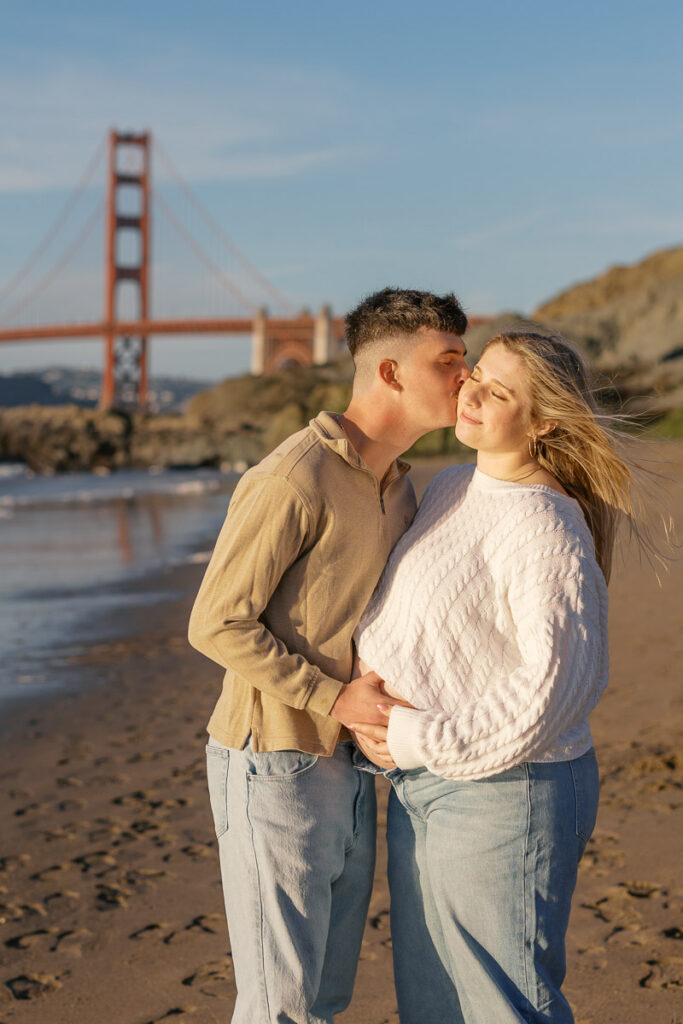 Sunset maternity portraits at Baker Beach in San Francisco