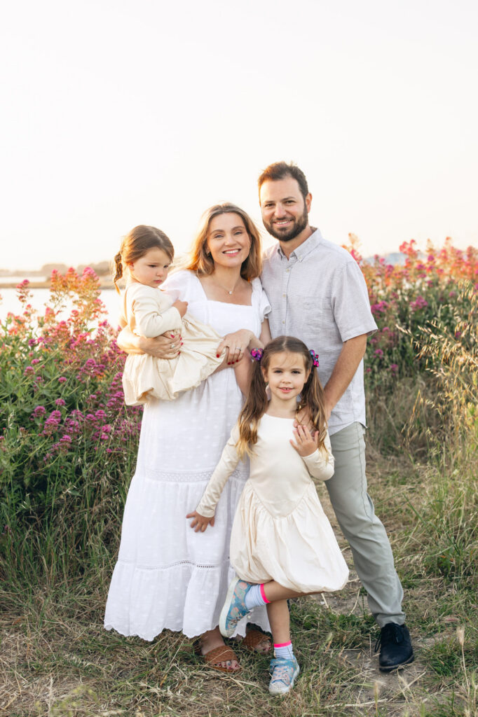 Family of four during East Bay maternity session